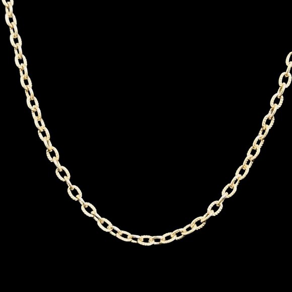 Vintage Textured Gold Tone Cable Chain Necklace (5360) - Picture 3 of 5